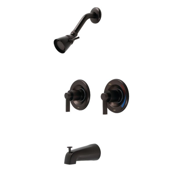 Kingston Brass KB665NDL Two-Handle Tub and Shower Faucet with Volume Control, Oil Rubbed Bronze KB665NDL